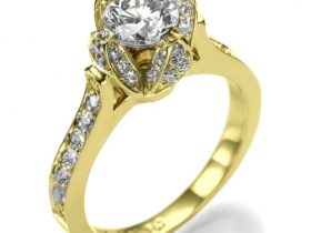 Ice Flower Unique Designer Diamond 4 Prong Engagement Ring